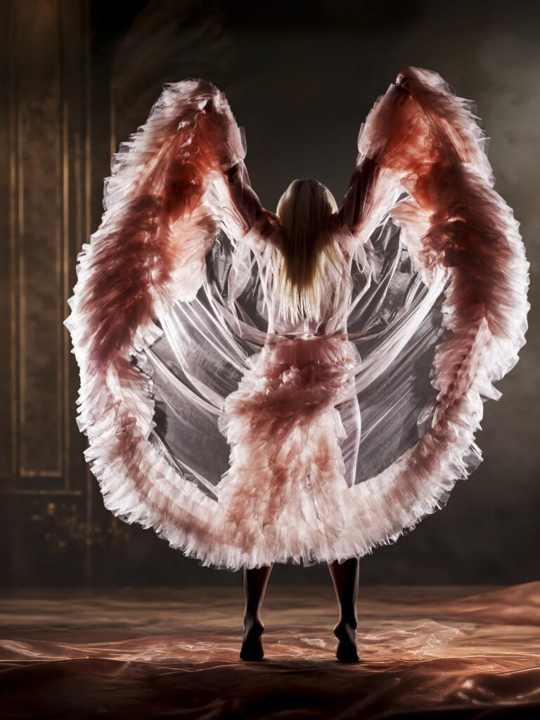 Künstlerische Boudoir-Inszenierung mit Federflügeln, atmosphärisches Studio – Studio Hitzkirch Luzerner Seetal